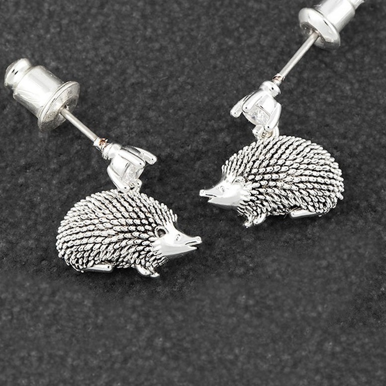 Country Hedgehog Silver Plated Earrings