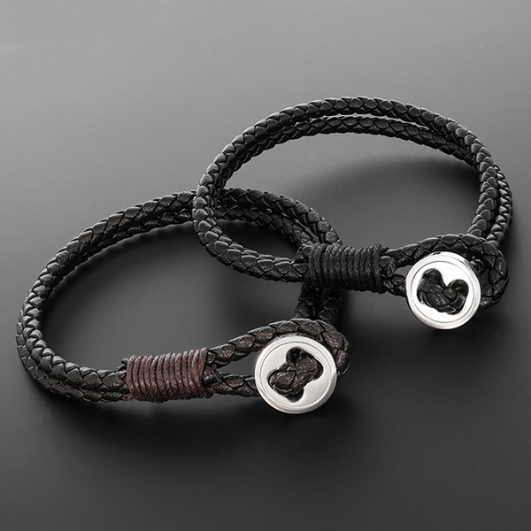 EQ For Men - Leather Button Bracelet 