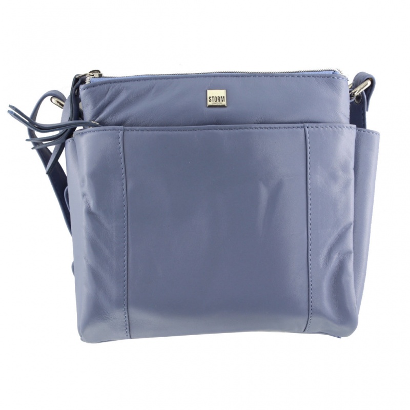 Cavendish - Leather Cross-Body Bag Navy Front